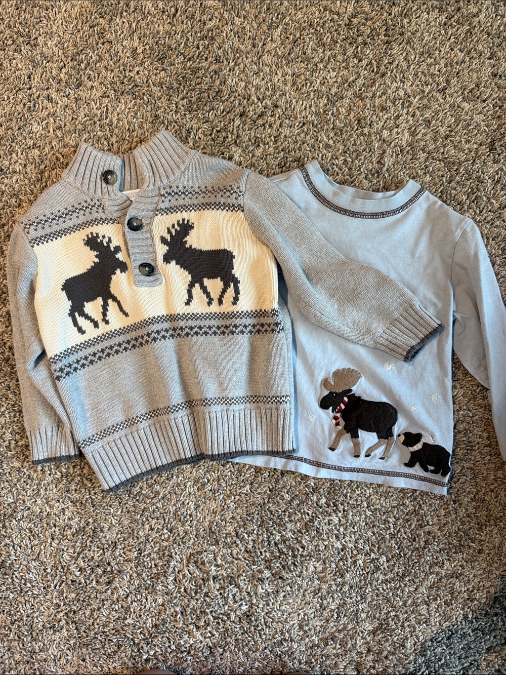 Janie and Jack Moose sweater and Shirt 2t